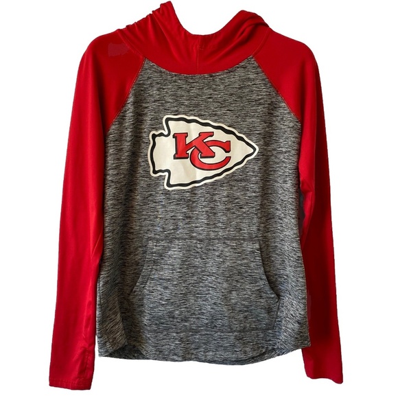 NFL Tops - Kansas City Chiefs Championship Pullover Hoodie Size Large Heathered Gray/Red